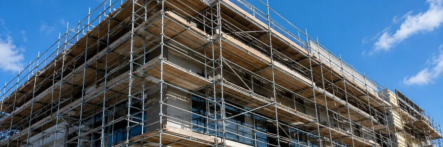 Exterior construction scaffolding