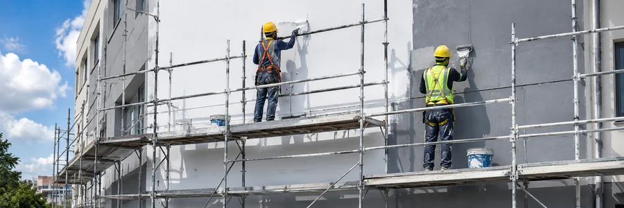 Painting and waterproofing scaffolding